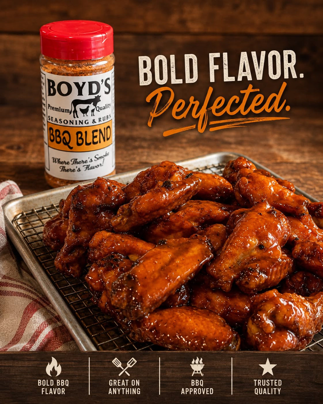 Sticky BBQ Chicken Wings with Boyd's BBQ Seasoning